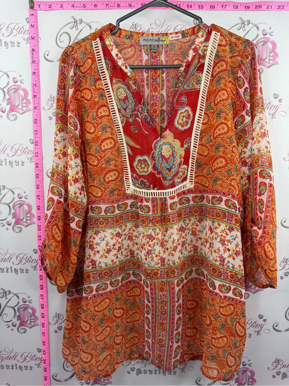 Figueroa & flower dress or shirt 
paisley Red Multi Paisley V-Neck Tunic Top